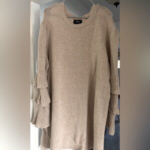 Long sleeve sweater dress, 2X, cream color.